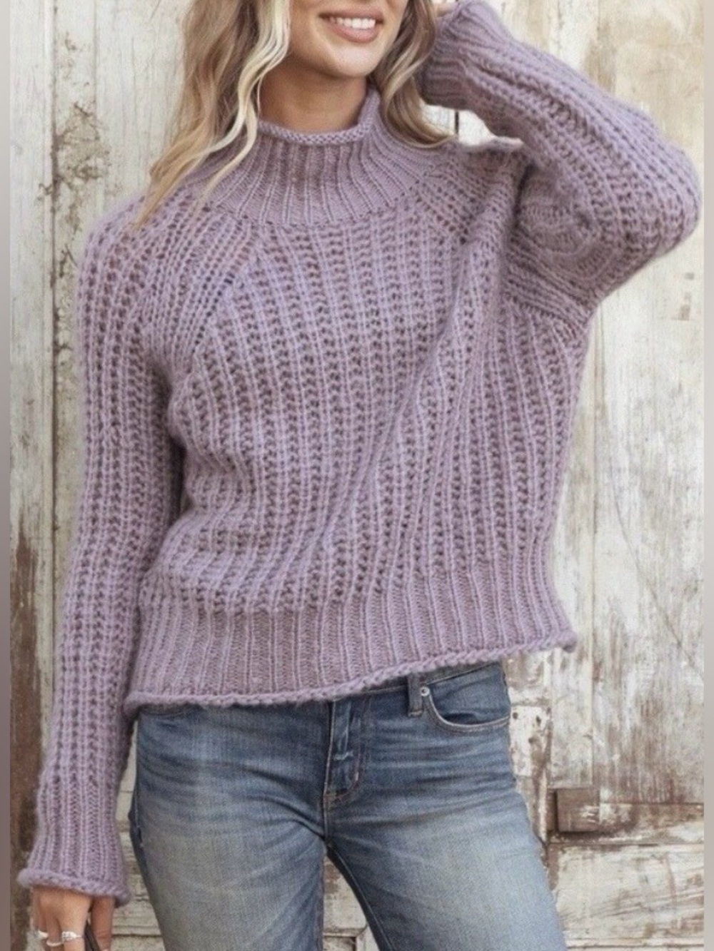Wooden Ships Tara Rails T Neck Chunky Knit Sweater XS/S